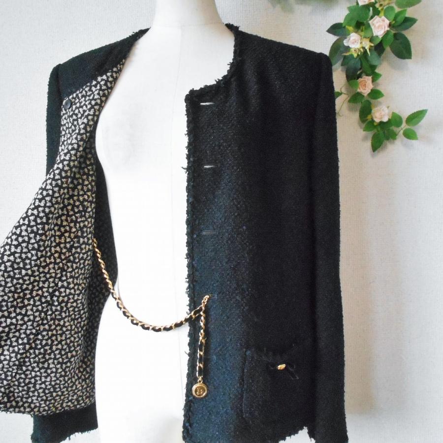 INGEBORG 美品 インゲボルグ カメリア 飾りボタン裏 リボン 柄 ノー