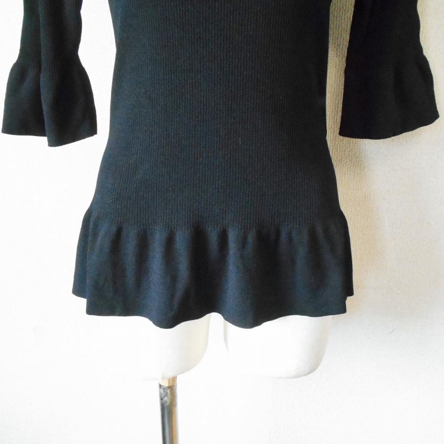 美品 インゲボルグ INGEBORG 春夏 向き ５分袖 リブ ニット セーター 黒 L INGEBORG 美品 インゲボルグ 春夏 向き 5分袖 リブ ニット