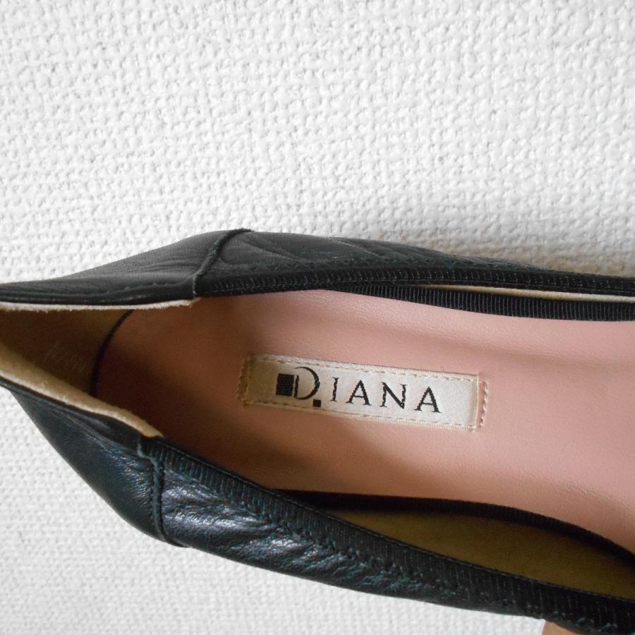 【美品】DIANAダイアナ　23センチ　 ローヒールパンプス　黒 ダイアナ DIANA ベーシックパンプス （黒メッシュ） -靴