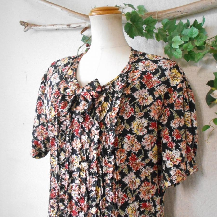 インゲボルグ INGEBORG ちりめん 生地 フリル & ピンタック & リボン  