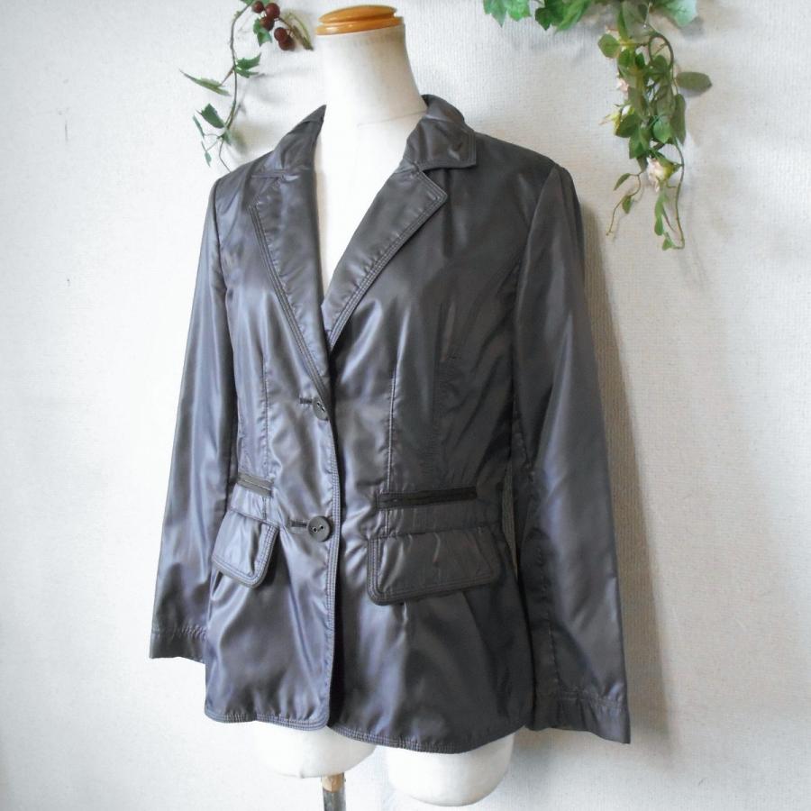 未使用✨KRIZIA イタリア製　ビックカラージャケット　女優襟　黒　40 セール】 【L】【はっ水】【ウォッシャブル】バイカラータフタ