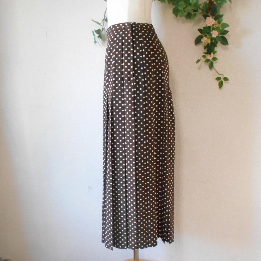 KANEKO ISAO 茶ドット柄 長袖ロングティアードワンピース パンツ付 F