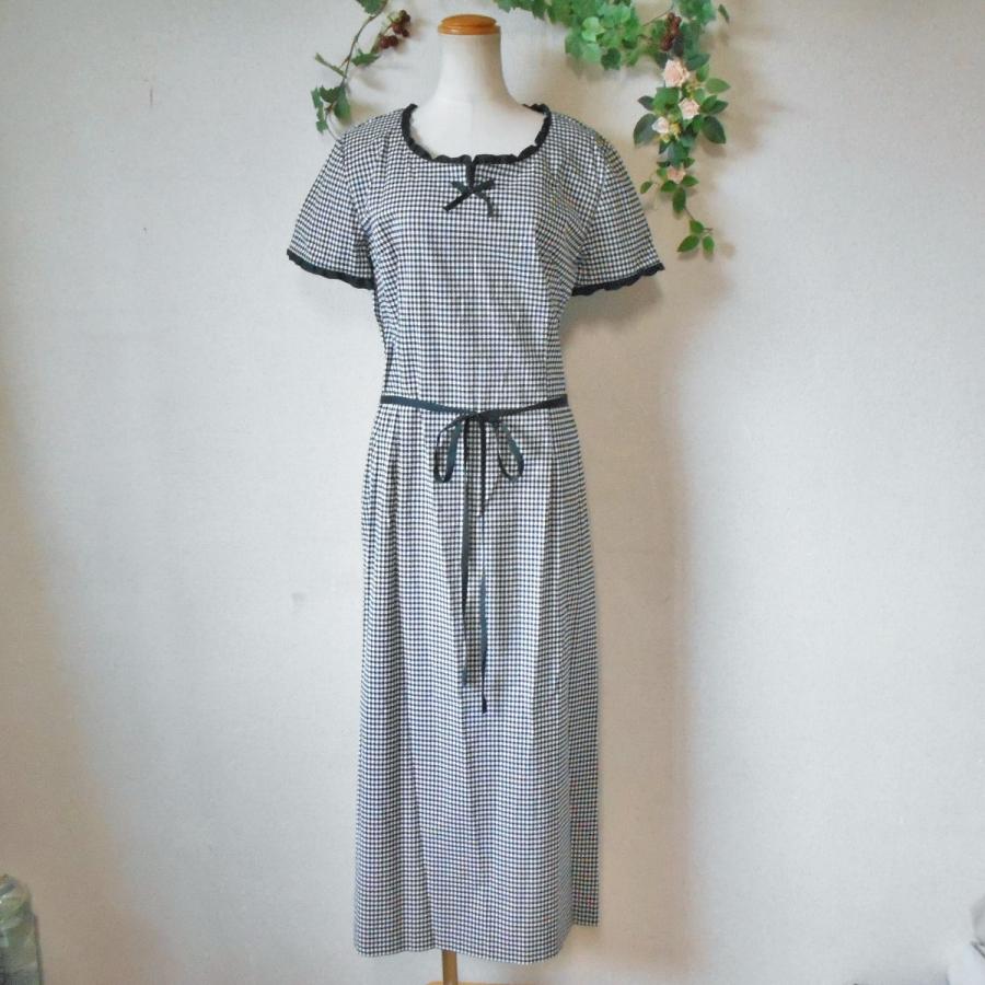 美品 インゲボルグ INGEBORG 春夏 フリル 縁取りリボン 付 チェック 柄  