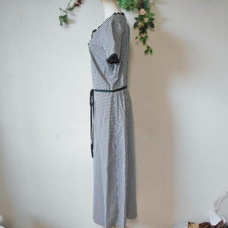 INGEBORG 美品 インゲボルグ 春夏 フリル 縁取りリボン 付 チェック 柄 