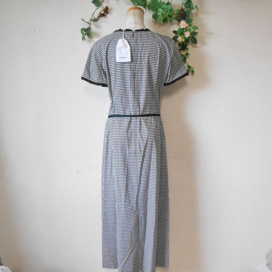 美品 インゲボルグ INGEBORG 春夏 フリル 縁取りリボン 付 チェック 柄  