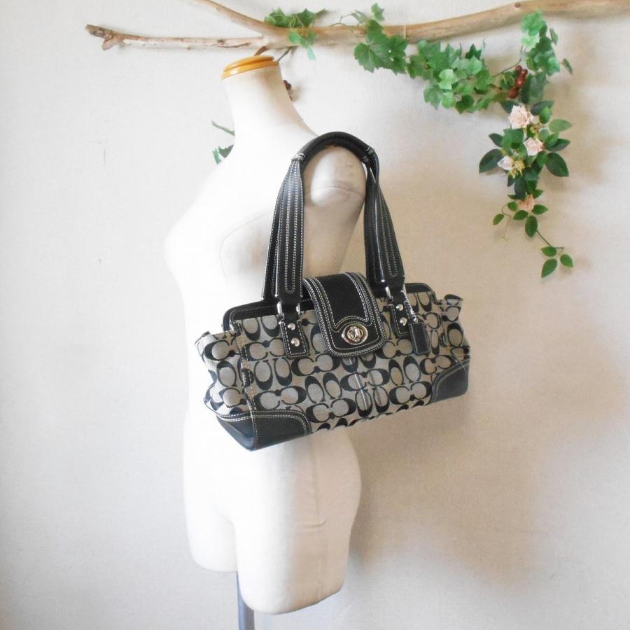 COACH 美品 コーチ シグネチャー 肩掛け可能 ハンド バッグ  