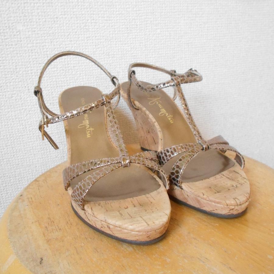 【極美品】銀座かねまつ サンダル ウェッジソール 24cm ブラウン 銀座かねまつ ウェッジソール 夏らしい サンダル ブラウン