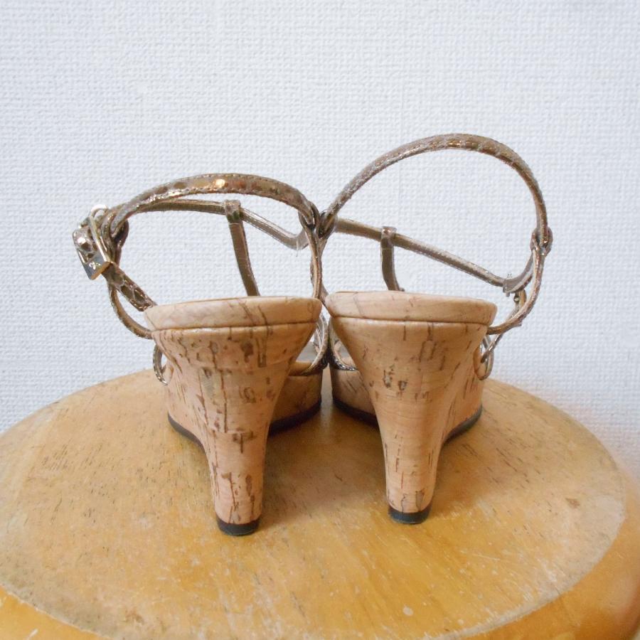 【極美品】銀座かねまつ サンダル ウェッジソール 24cm ブラウン GINZA Kanematsu 銀座かねまつ レディース 用 ウエッジソール