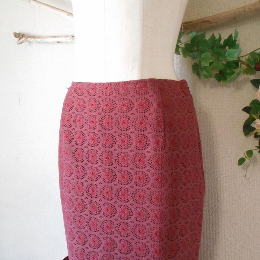 レストローズ LESTROSE 春 夏 ベロア リボン 付き 裾ダブル スカート  