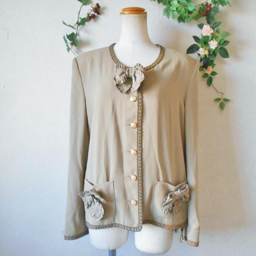 INGEBORG（インゲボルグ） リボン 付 ノーカラー ジャケット 日本製 M