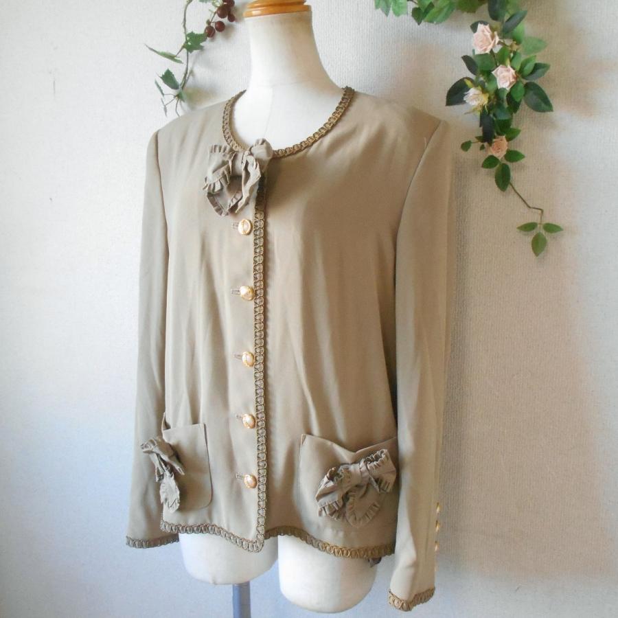 INGEBORG（インゲボルグ） リボン 付 ノーカラー ジャケット 日本製 M