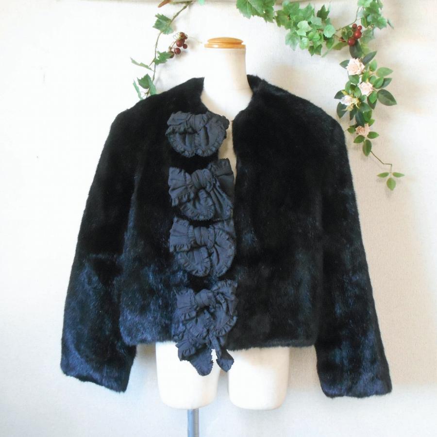 INGEBORG インゲボルグ 中綿ブルゾン INGEBORG（インゲボルグ） 4連 リボン 付 中綿 入り エコ ファー