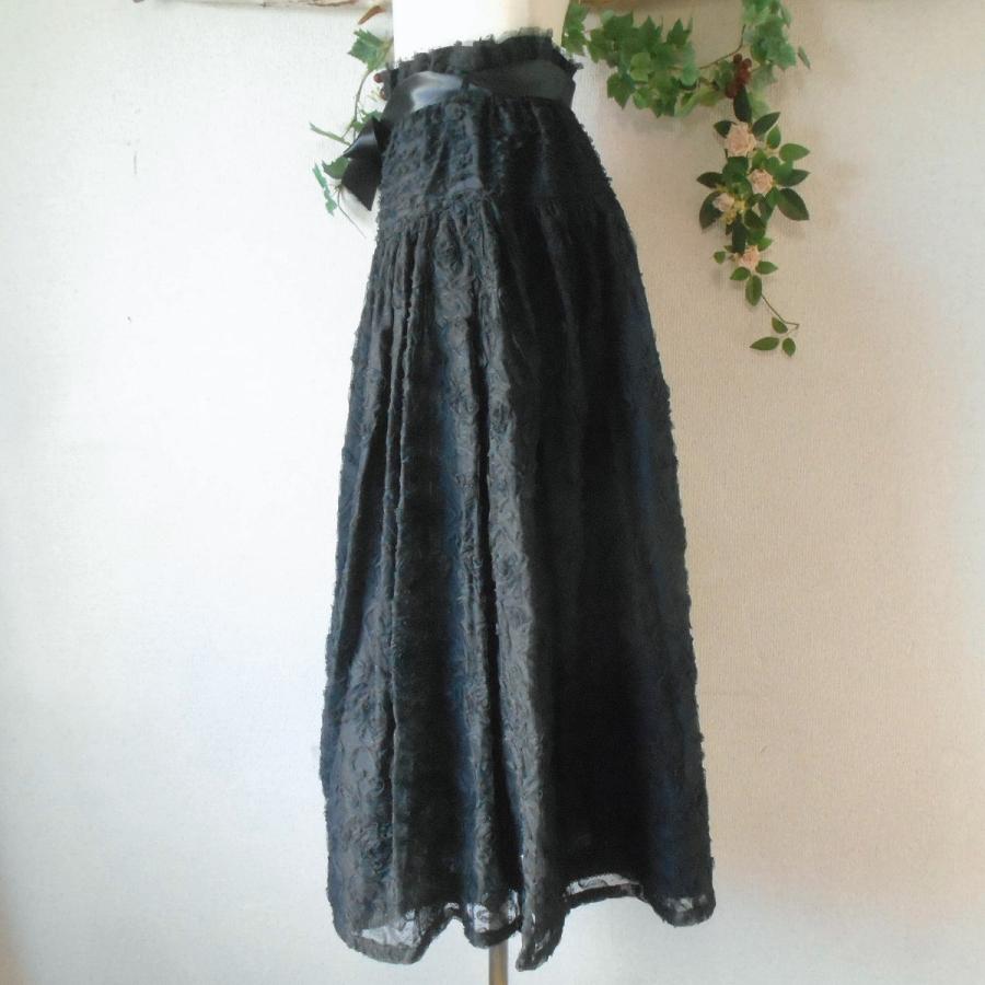 カネコイサオ黒豪華なフリル＆ドットチュールレース段々スカート