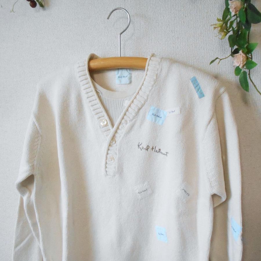 カールヘルム KARL HELMUT ワッペン 付き コットン 100% セーター L 