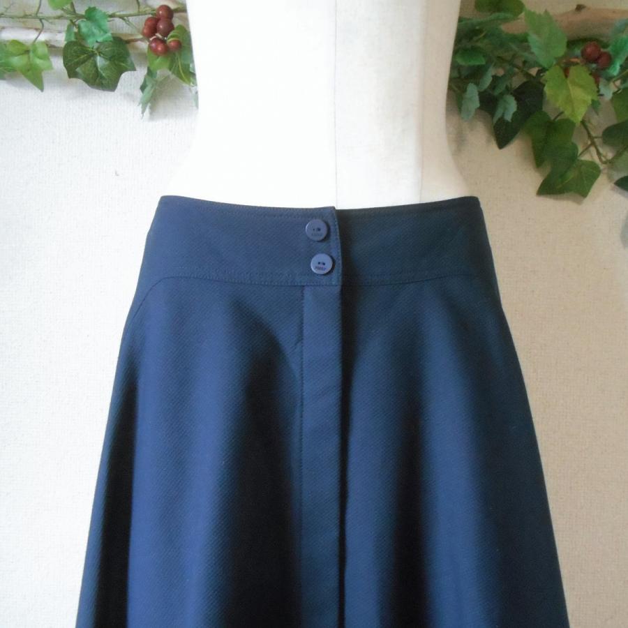美品 フォクシー FOXEY バック ギャザー 入り スカート 紺 日本製 40  