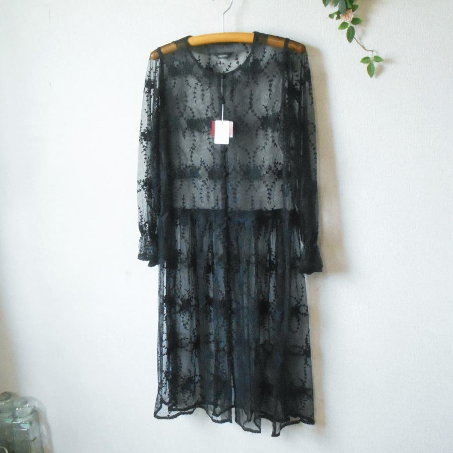 新品タグ付　ピンクハウス　ドッキング　異素材　ワンピース レースフラワープリントワンピース （ロング・マキシ丈