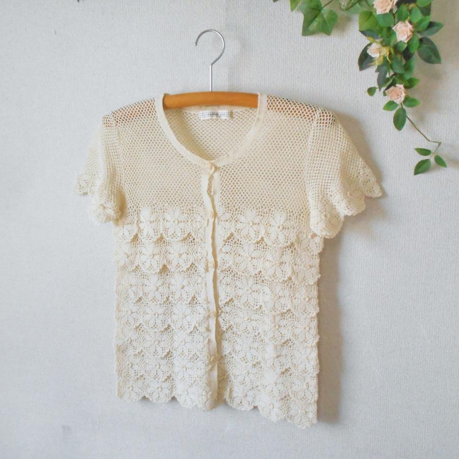 KANEKO ISAO（カネコイサオ） カーディガン 段々 お花 モチーフ