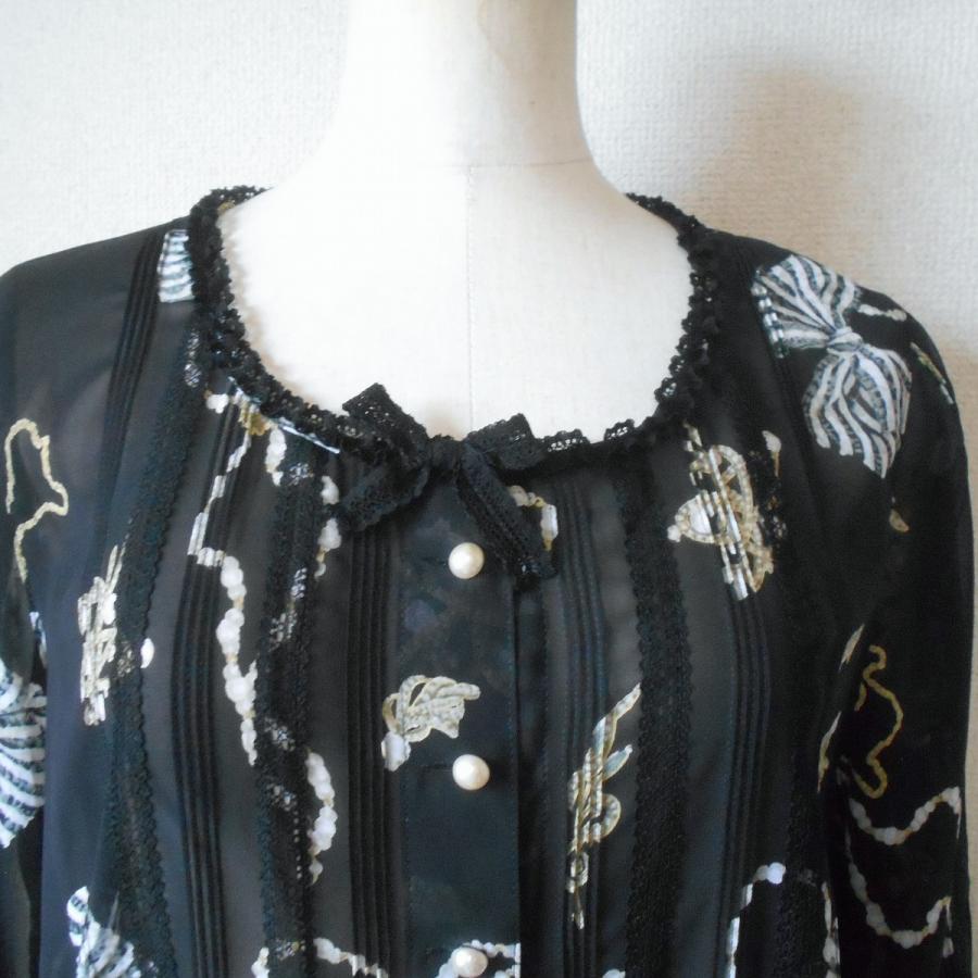 インゲボルグ ワンピース レースフリル リボン柄 サイズ11