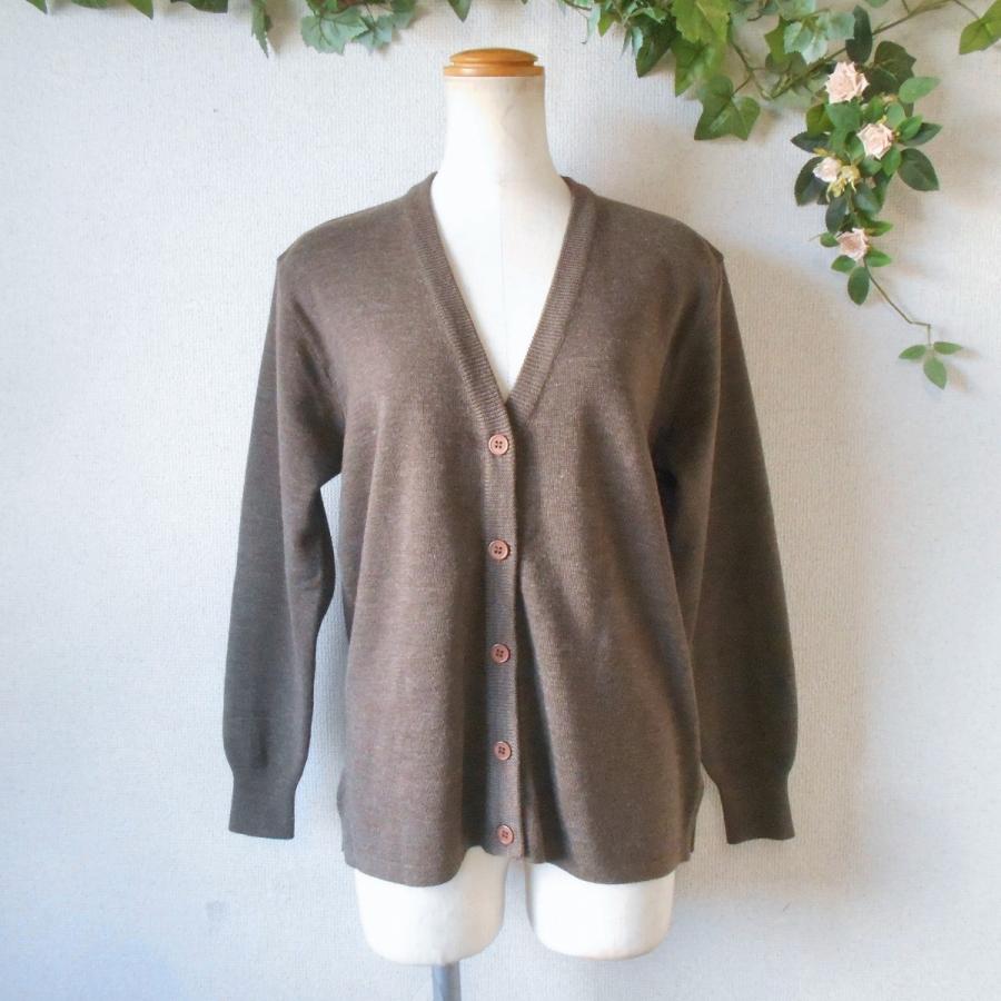 HERMES / カーディガン(薄手)/L/カシミア/ブラウン/無地 アヴェニュー AVENUE レナウン 薄手 ニット カーディガン レディース M
