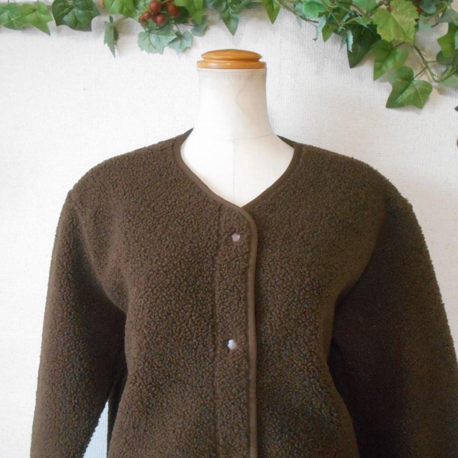 ユニクロ（UNIQLO） ボア ノーカラー ジャケット レディース M 茶