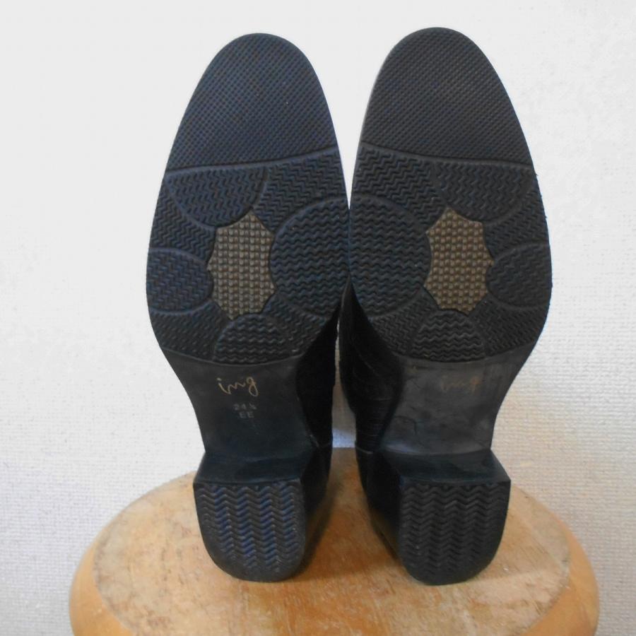 【新品】ing イング 黒 サイドゴアブーツ 本革 24㎝ EE 新品】ing イング 黒 サイドゴアブーツ 本革 24㎝ EE② ing イング