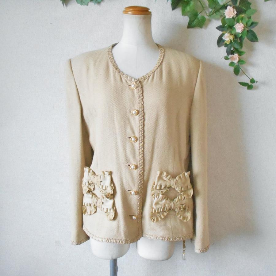 INGEBORG ノーカラージャケット M クリーム色 INGEBORG（インゲボルグ