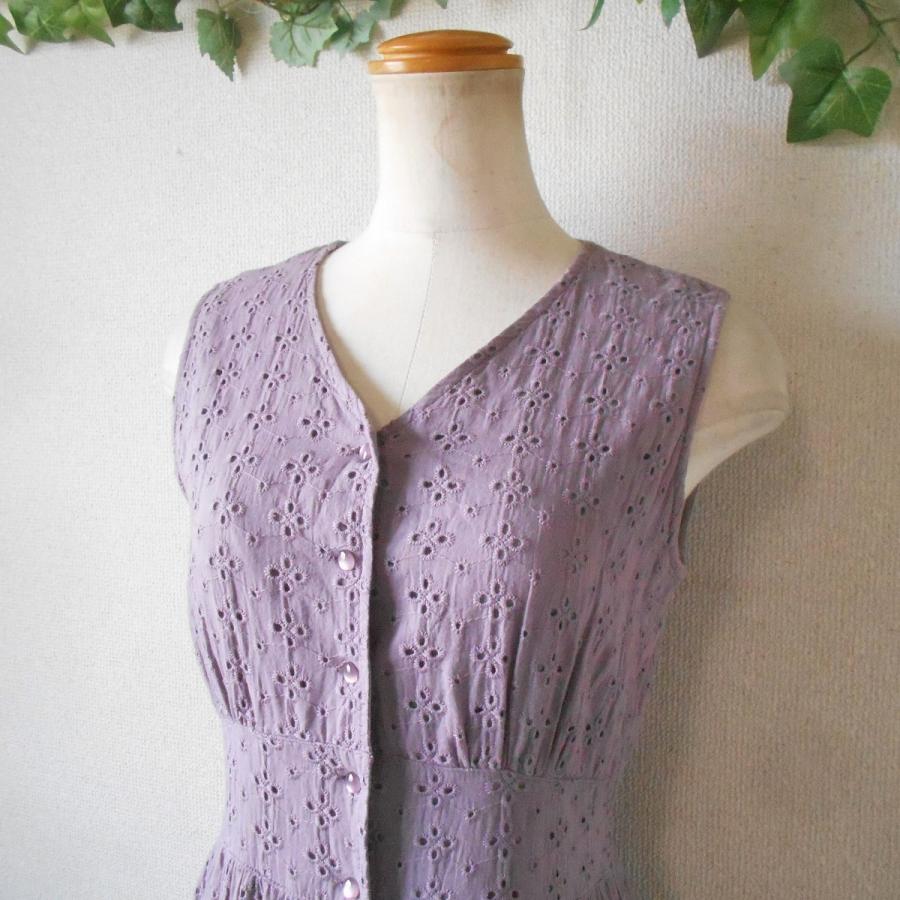 しまむら Plechur Ciel ワンピース カットワーク 刺繍 レディース M  