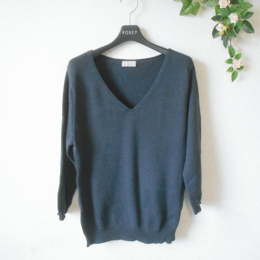 マーガレットハウエル　Vネックニットセーター（M）ウール/コットン　ダークグレー ☆マーガレットハウエルニットセーター