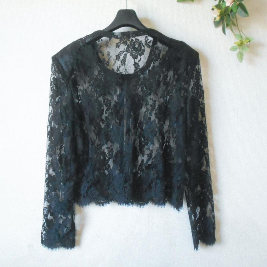 試着のみ】インゲボルグ 黒 ノーカラーレースジャケット INGEBORG