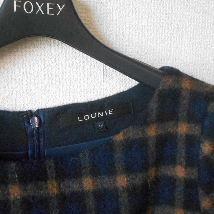 LOUNIE ルーニィ ワンピース 秋 冬 7分袖 レディース 36 格子柄 