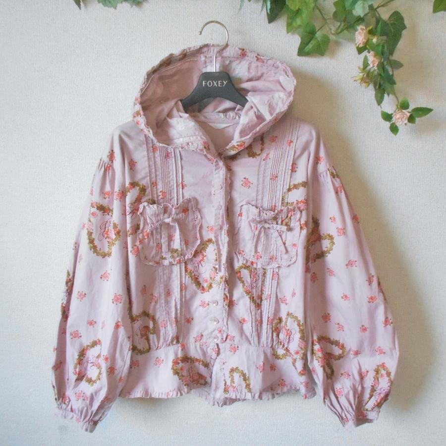 ピンクハウス PINK HOUSE ブラウス ハートリース ぺプラム フード 