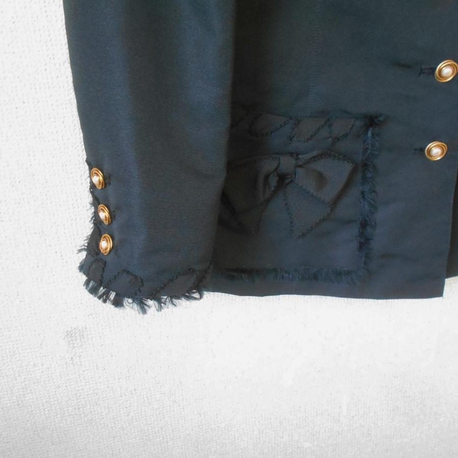 KANEKO ISAO（カネコイサオ） ノーカラー ジャケット 黒 リボン