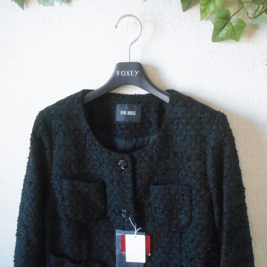 PINK HOUSE ピンクハウス　ノーカラージャケット　タグ付き未使用 PINK HOUSE 新品 タグ付き 48000円 ピンクハウス PINKHOUSE ノー