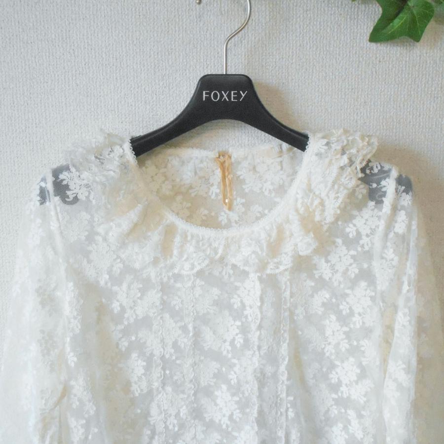 PINK HOUSE ピンクハウス ブラウス 7分袖 花柄 入り チュール レース 