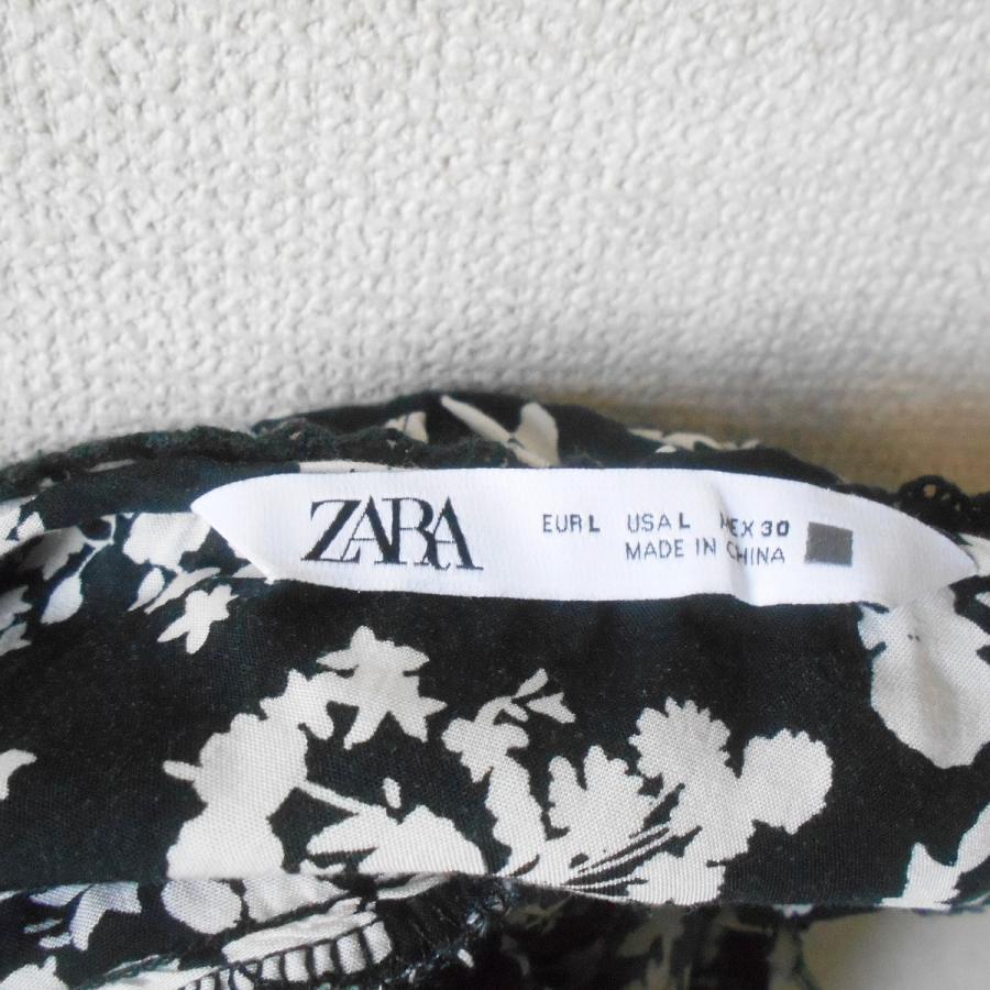 ZARA ザラ ブラウス L レディース 長袖 花柄プリント プル