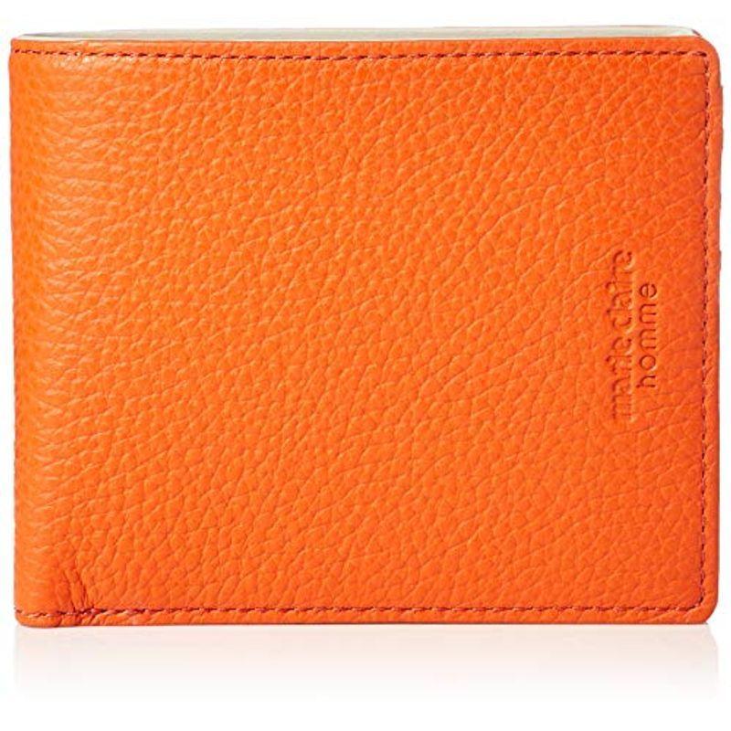 【限定販売】 マリクレール オム 財布 メンズ 二つ折り イタリアレザー バイカラー オレンジ 二つ折り財布