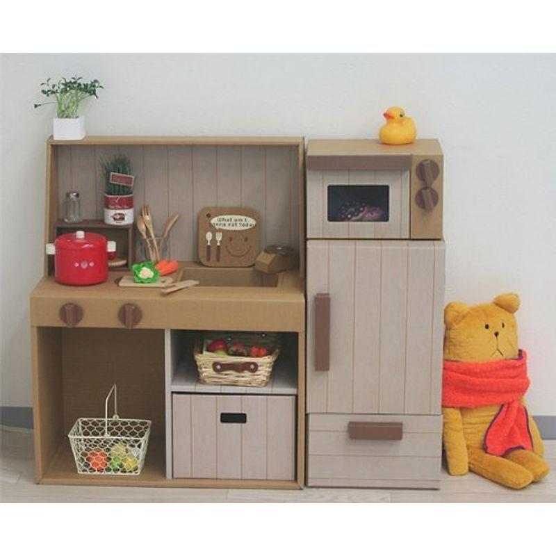 おままごと ダンボール キッチン 3点セット 冷蔵庫 レンジ 高評価のクリスマスプレゼント