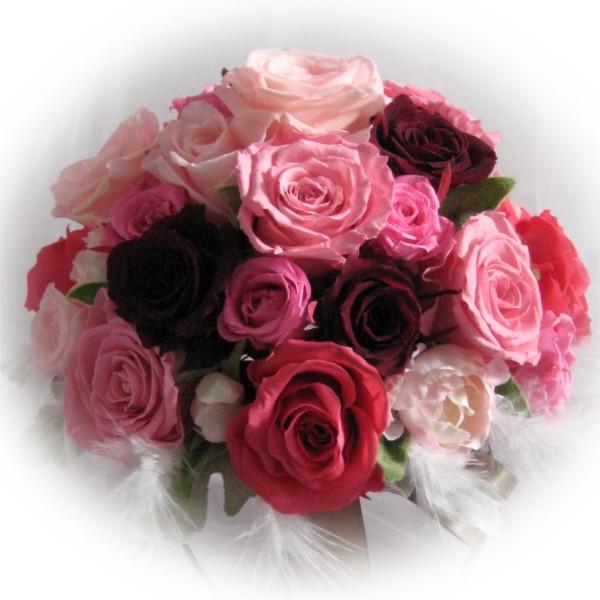 ラウンドブーケ（ピンク・レッド系 プリザーブド＋アーティフィシャル