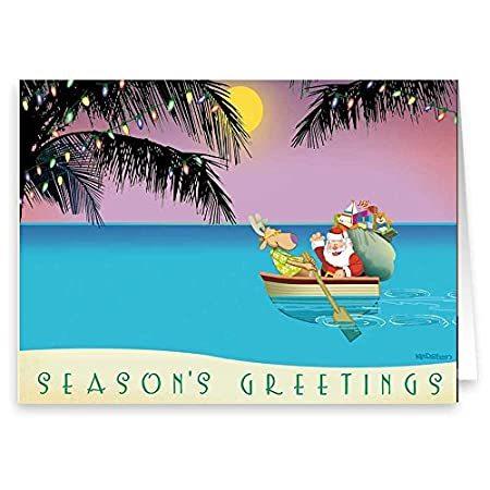 沸騰ブラドン Tropical Sunset Row Boat Christmas Card Beach 18 Cards And Envelopes Apprisen Com