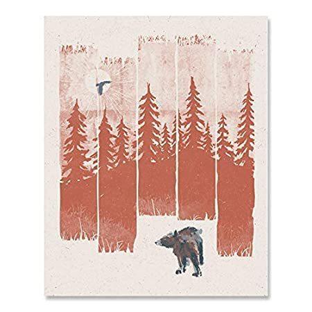 Bear in the Forest Wilderness Art Print - Serene Nature Outdoor Trees Woodl