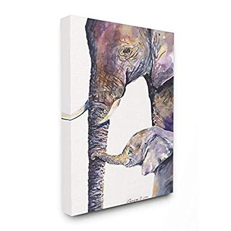 使い勝手の良い 動物 カラフルでキュートな赤ちゃん象の家族 Industries Stupell パープル aap-32 30 x 24 マルチ 装飾用壁掛け 水彩画 レリーフ、アート