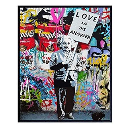 ブランドのギフト Banksy Albert Einstein Wall Art Print - Graffiti Poster - Unique Pop Art Ho レリーフ、アート
