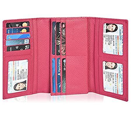 大勧め Women For Wallets Pink RFID Clutches Purses Travel Leather Large Blocking 小銭入れ、コインケース