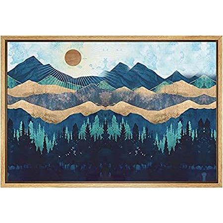 SIGNFORD Framed Canvas Print Wall Art amp; 最大46%OFFクーポン Under Mountains Forest Blue メーカー包装済 Shining