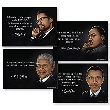 卓抜 Black History Month ポスター 4枚パック バラク オバマ ネルソン マンデラ マーティン ルーサー キング マルコムx 13インチ Dprd Jatimprov Go Id
