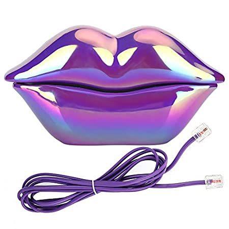 CHENJIEUS 唇 固定電話 紫の唇 電気めっき 卓上固定電話機 かわいい唇の形 自宅 オフィス 唇 電話用