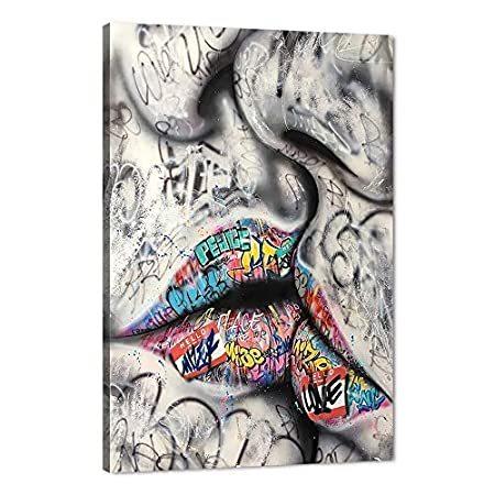 日本お得セール Weiyang グラフィティ キャンバス ウォールアート 写真 モダン カラフル ポップアート 恋人 キス 絵画 抽象 ポスター プリント リビングル 日本売上 Miracleleaffl Com