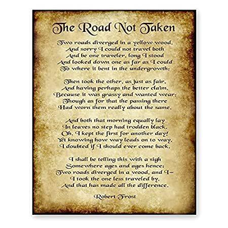 代引き人気  Taken Not Road The Poem H Poetry Inspirational 8x10 Antique Frost Robert by ポスター