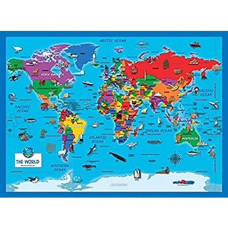 世界地図ポスターチャート イラスト付きショート 18インチ 24インチ X ラミネート加工 ブランド買うならブランドオフ ラミネート加工