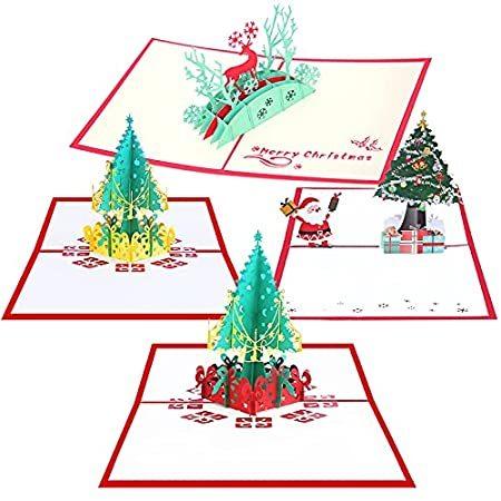 生まれのブランドで グリーティングカード 3d 4枚詰め合わせクリスマスカード 封筒付き メリークリスマス ポップアップカード 絵手紙 カード紙 Safecity uiginfo Com